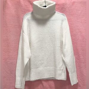 JLUXLABEL White Knit Sweater Top Turtleneck Beginnings Winter Cozy Ribbed Small